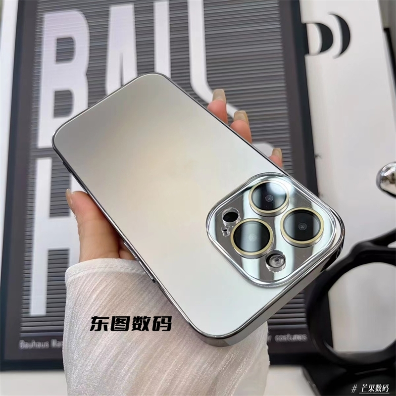 มีโลโก้Luxury Matteคริสตัลป้องกันกล้องอะคริลิคmatteเคสโทรศัพท์สําหรับiphone 11 12 13 14 15 Pro Max Plusกันกระแทกปลอกแข็งiPhone 11 คลุมทั้งหมด