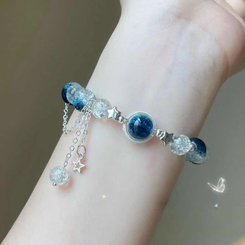 Jushi Blue Star Fashion Lucite สร้อยข้อมือลูกปัด Scale Glitter Hypoallergenic แฟนของขวัญ