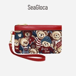 Seagloca กระเป๋าถือ กระเป๋าสตางค์ ปักลายหมีน้อย คุณภาพดี สําหรับใส่โทรศัพท์มือถือ NO.661