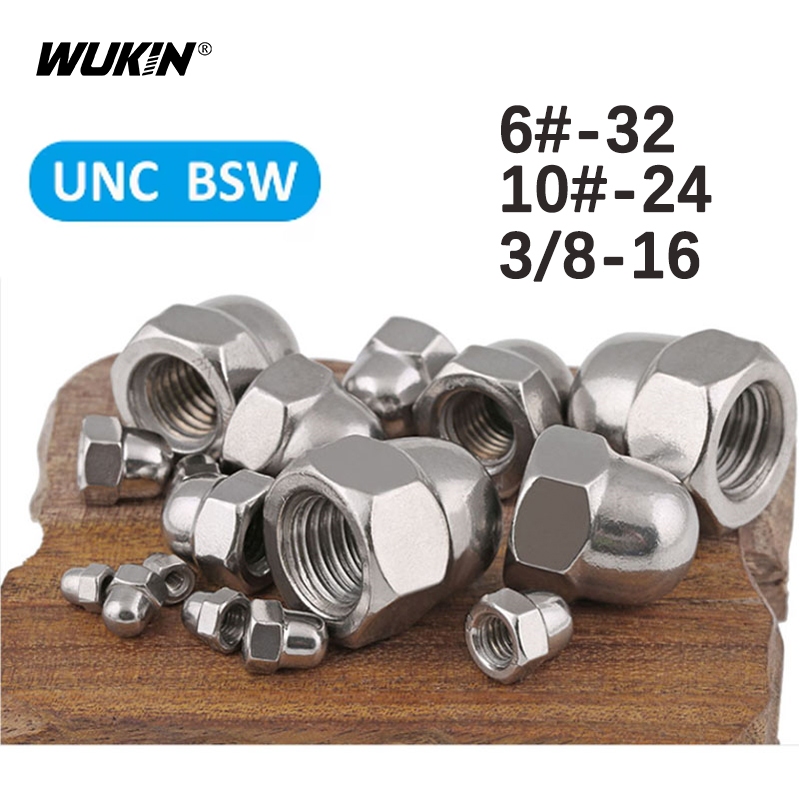 UNC 6 -32 10 -24 BSW 3/8-16 Acorn Cap Nut สแตนเลสสตีลโดมถั่ว