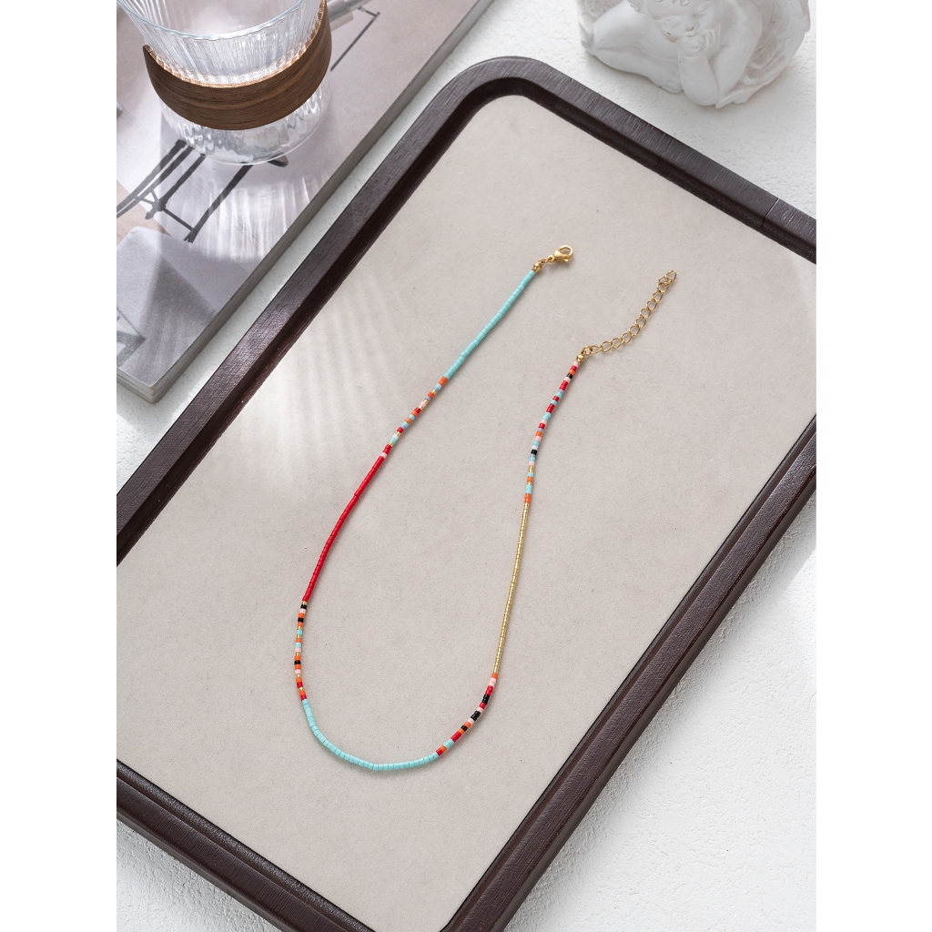 Xuyu Bohemian สีสันข้าวลูกปัด Clavicle Chain สร้อยคอผู้หญิง Party Daily เครื่องประดับอุปกรณ์เสริม