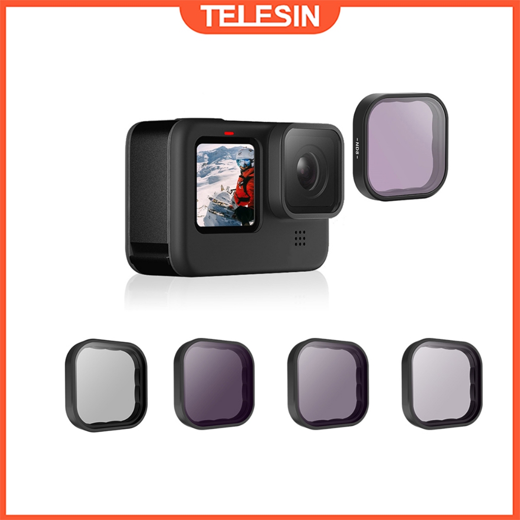 TELESIN CPL ND8 ND16 ND32 ชุดกรองเลนส์ Polarize สําหรับ GoPro Hero 12 11 10 9 อุปกรณ์เสริมกล้องสีดํา