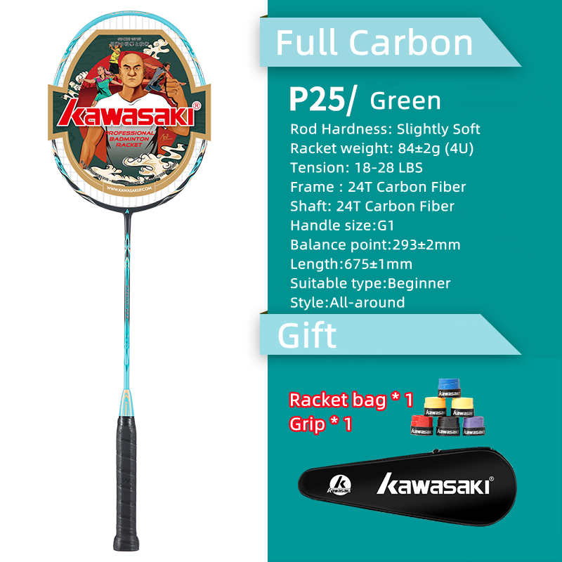 KAWASAKI ไม้แบดมินตันคาวาซากิ Full Carbon PASSION P22/P25/P26 18-28LBS 4U สําหรับผู้เริ่มต้นรอบด้านห