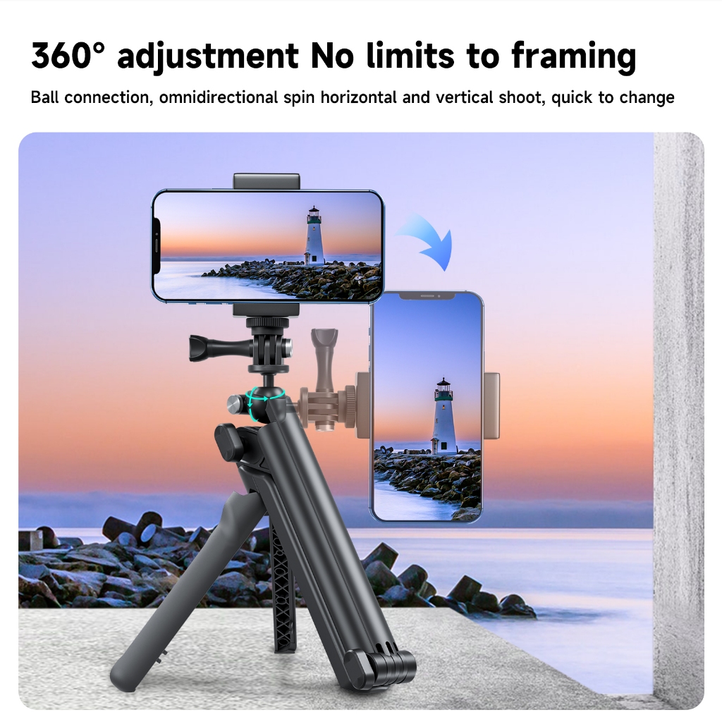 Telesin 3 ไม้เซลฟี่แบบพับได้พร้อมขาตั้งกล้องสําหรับ GoPro Hero Insta360 DJI อุปกรณ์เสริมสมาร์ทโฟนแอคชั่นแคมเมรา