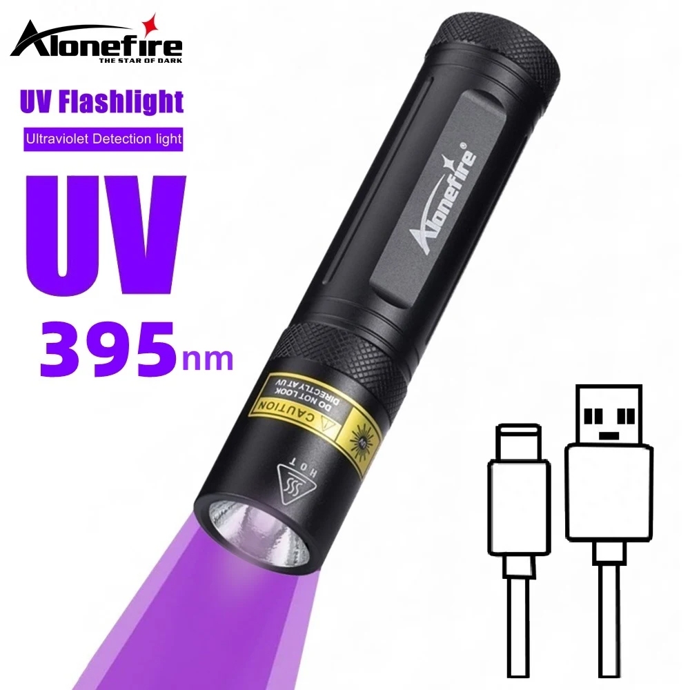Alonefire SV77 10W UV 395nm High Power ไฟฉาย LED USB ชาร์จอัลตราไวโอเลตเรซิ่นเล็บ Curing สัตว์เลี้ยงคราบ Scorpion Detection Light