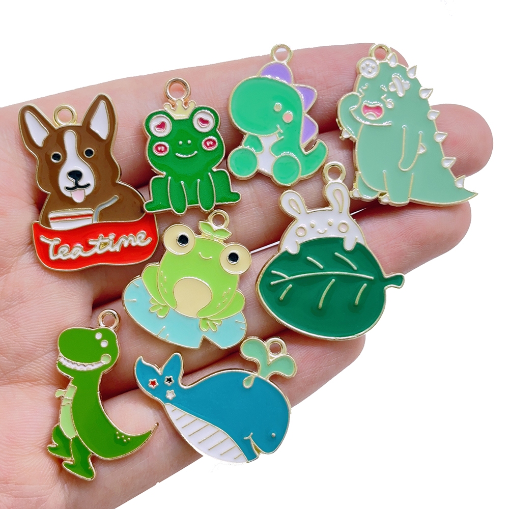 1pcs กบไดโนเสาร์เคลือบ Charms กระต่ายน่ารัก Charms จี้สําหรับเครื่องประดับทําผลการค้นหา DIY Handmade ต่างหูสร้อยข้อมืออุปกรณ์เสริม
