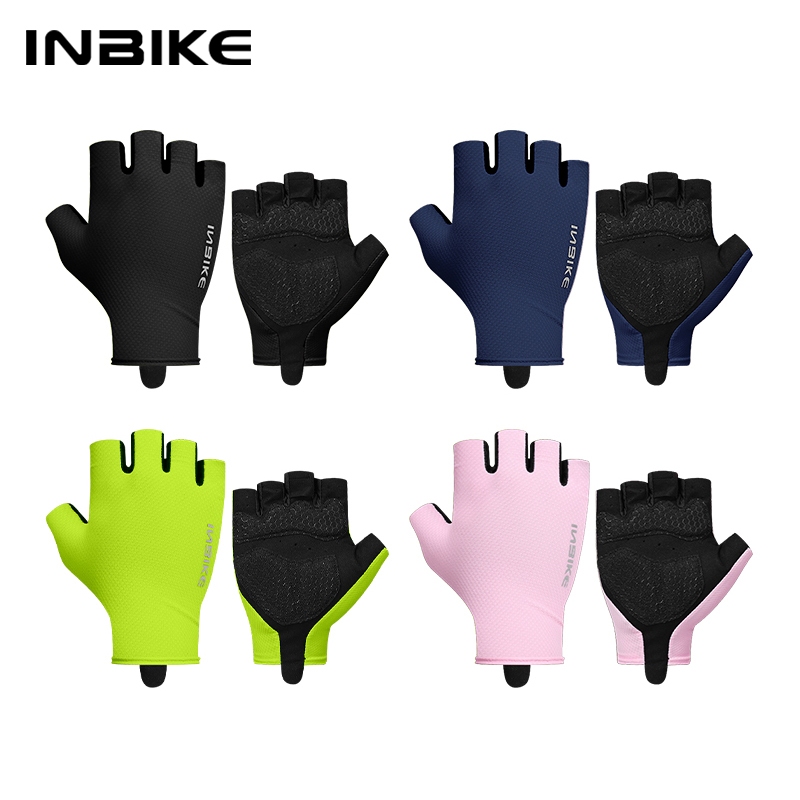 INBIKE ถุงมือปั่นจักรยานฤดูร้อน ถุงมือปั่นจักรยานครึ่งนิ้วระบายอากาศและไม่ลื่น