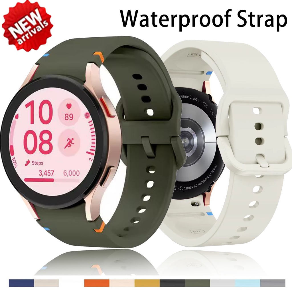 ซิลิโคนกันน้ําสําหรับ Samsung Galaxy Watch 7 FE 6 5 4 44 มม.ไม่มีช่องว่างสร้อยข้อมือกีฬาสําหรับ Galaxy Watch 6 4 Classic 47 43 มม.46 มม.สายนาฬิกาสําหรับผู้ชายและผู้หญิง