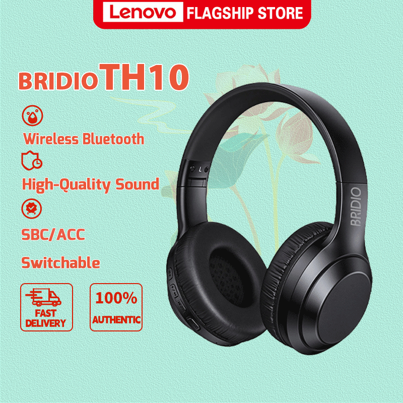 Lenovo X Bridio หูฟังไร้สาย TH10 หูฟังเกมมิ่ง แล็ปท็อป หูฟังคอมพิวเตอร์ เสียงรอบทิศทาง 360 องศา ไมโครโฟนตัดเสียงรบกวน หูฟังครอบหูมีไมค์