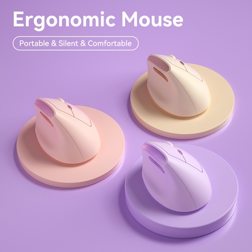 BOW MD190mini เมาส์ตามหลักสรีรศาสตร์ 2.4G ไร้สายและบลูทูธเมาส์ขนาดกะทัดรัดสีสันสดใสแนวตั้งสองโหมด