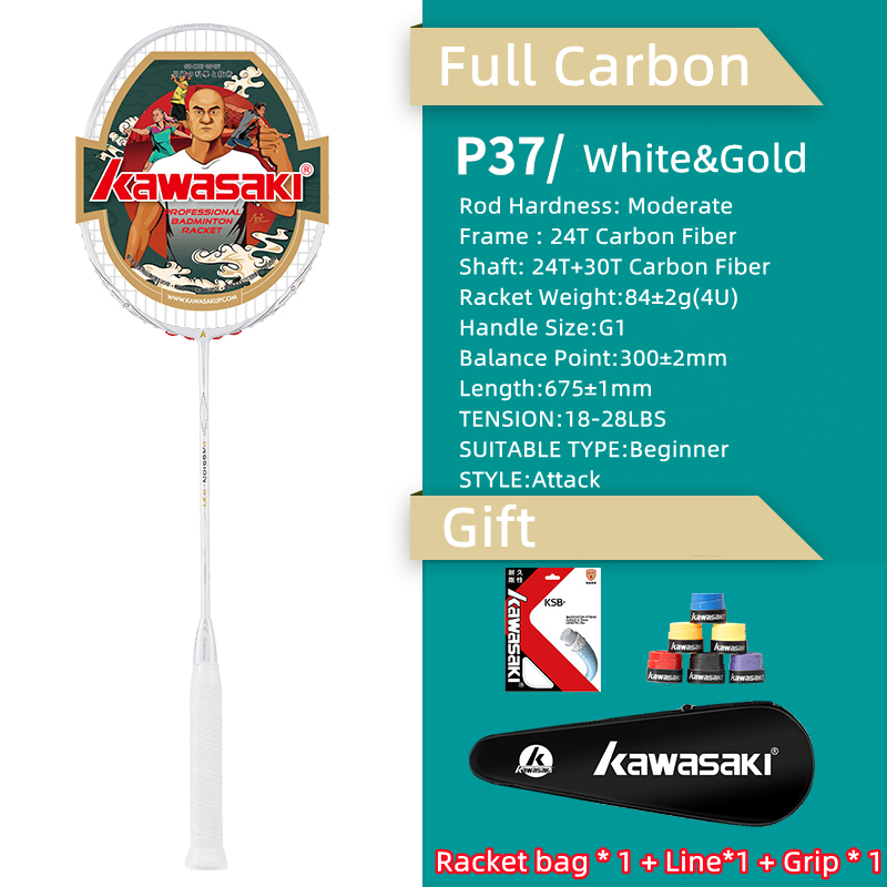 KAWASAKI ไม้แบดมินตันคาวาซากิ PASSION P37/P38 18-30LBS คาร์บอนไฟเบอร์สําหรับผู้เริ่มต้นโจมตีหรือความ