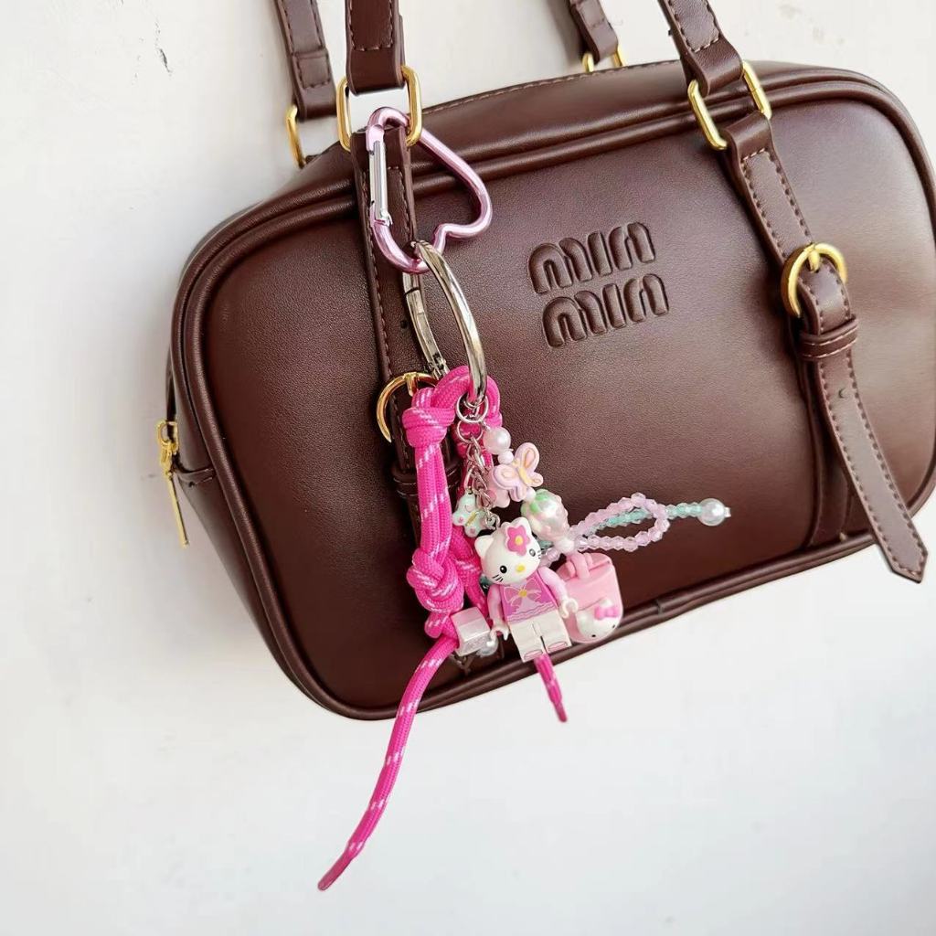 New Style Korea Dongdaemun Retro miu Style KT Cat Rose Red Nylon Alloy Bag Pendant Mobile Phone Chain Keychain