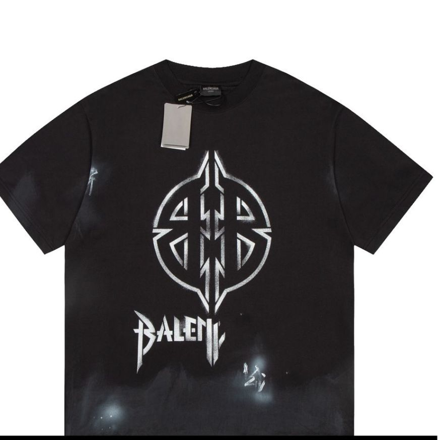 24 ใหม่ Balen1 totem พิมพ์เสื้อยืดวาดด้วยมือมัดย้อมสําหรับผู้ชายและผู้หญิงที่มีแท็กเดียวกัน + ป้าย