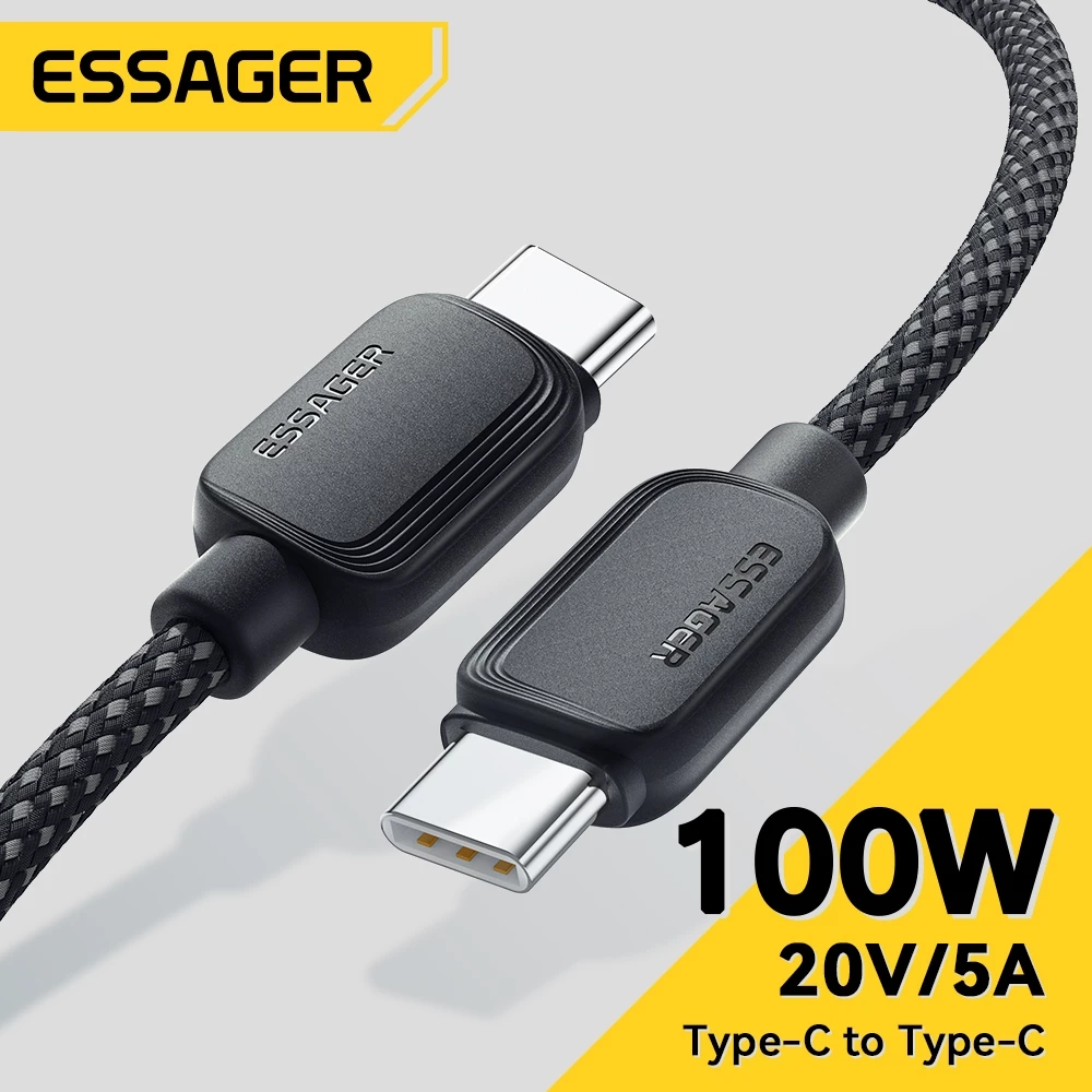 Essager สายเคเบิล Type C เป็น Type C 100W PD ชาร์จเร็ว Usb C เป็น Usb C สําหรับโทรศัพท์ IP Samsung