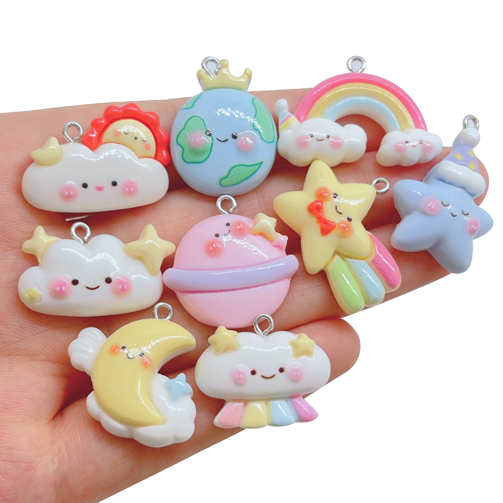 1ชิ้นใหม่ น่ารัก ดาวเคราะห์น้อยสายรุ้งเรซิ่นจี้แฟชั่นเมฆอาทิตย์เสน่ห์ ทําเอง สร้อยคอสร้อยข้อมือต่างหูพวงกุญแจอุปกรณ์