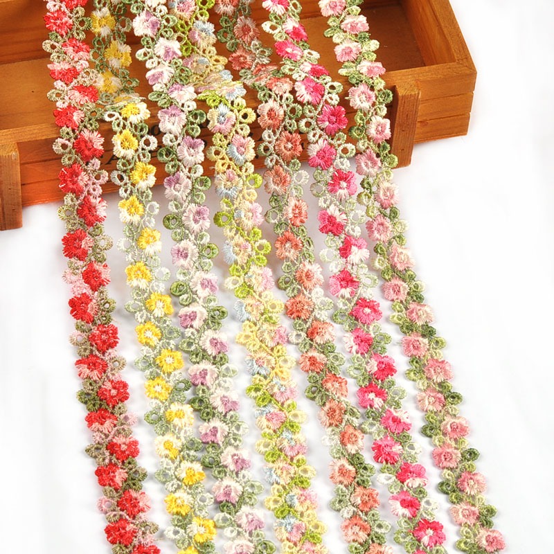 1 หลา/ล็อต 2 ซม.สีดอกไม้ Trim ลูกไม้ริบบิ้นสําหรับ DIY หัตถกรรมอุปกรณ์เย็บผ้าชุดแต่งงานตกแต่ง Handmade ห่อวัสดุ CP4054