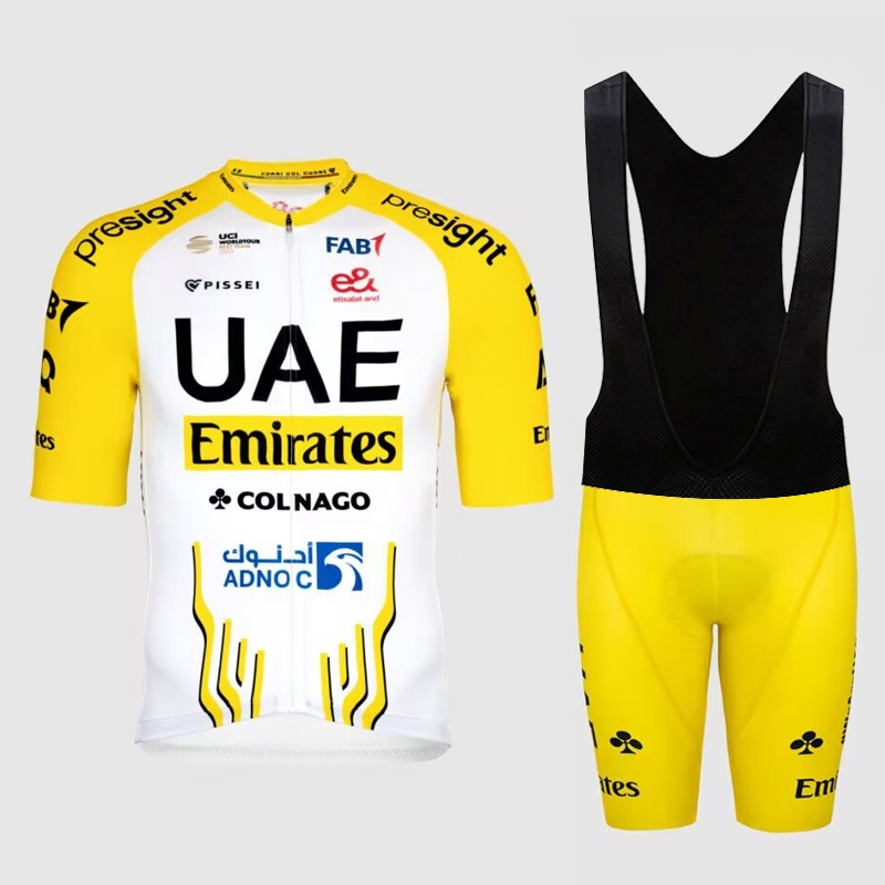 UAE Emirates 2024 เสื้อปั่นจักรยานสีเหลืองใหม่