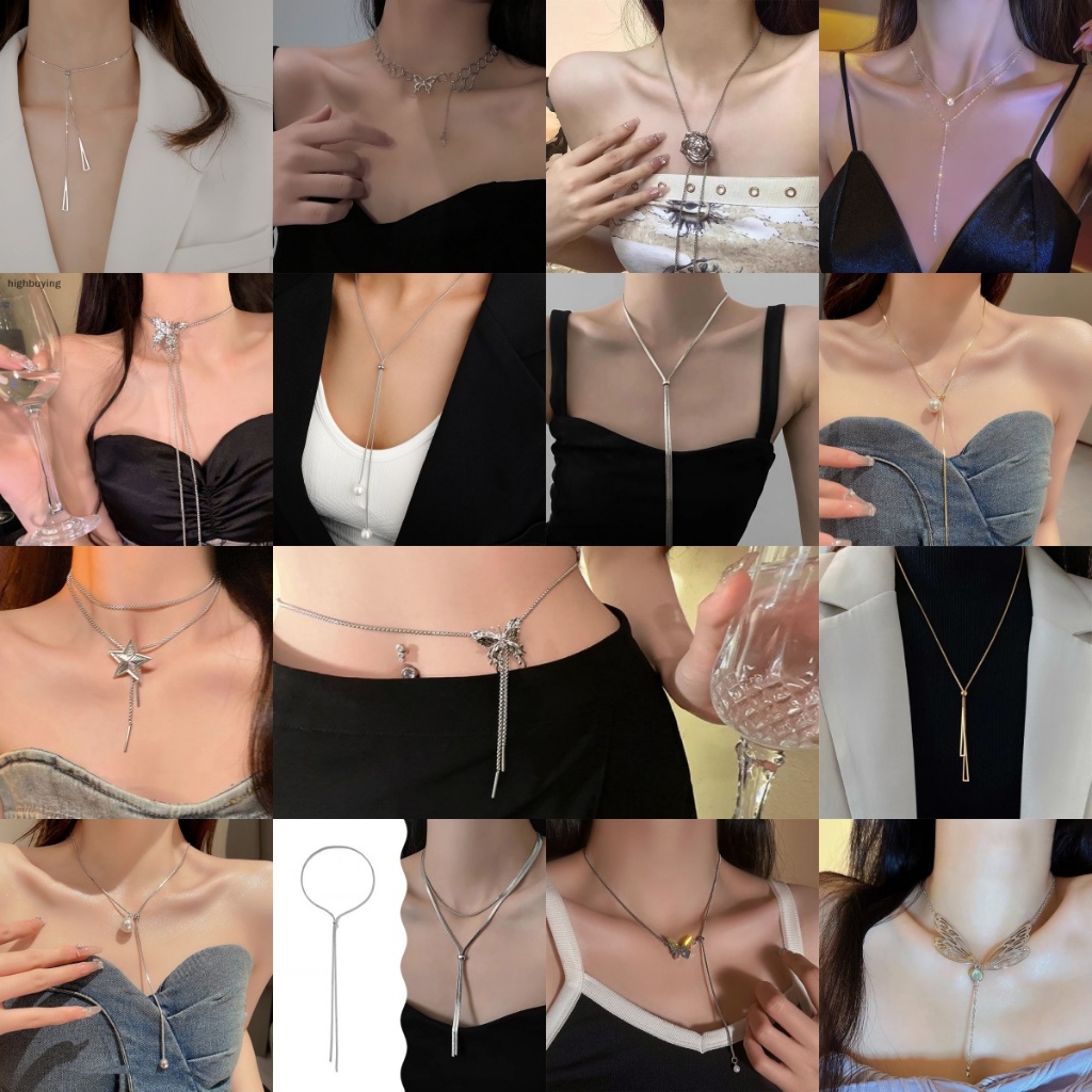 [highbuying] สร้อยคอโซ่เหล็กไทเทเนียม จี้รูปผีเสื้อ เครื่องประดับแฟชั่น สําหรับผู้หญิง พร้อมส่ง