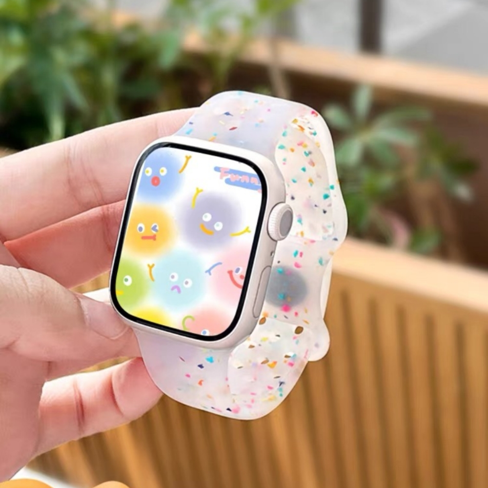 สายซิลิโคนหัวเข็มขัด 8 รูปเหมาะสําหรับสมาร์ทวอทช์ซีรีส์ 9/8/7/6/SE/5/4 สายสีรุ้งเหมาะสําหรับ iwatch 49/45/4 4/42/41/40/38 มม.