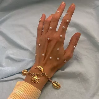 Qiao คุณภาพสูงคริสตัลมุก DIY สติกเกอร์อะคริลิคตกแต่งกาวในตัวสําหรับความงามและงานแต่งงาน