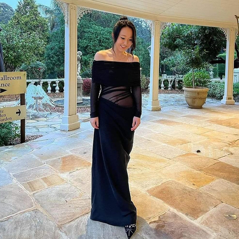 แปลก Puss Casual Maxi Dresses หนึ่งไหล่แขนยาว Skinny Solid ดูผ่านอเนกประสงค์ Club Party บรรยากาศสไตล์แฟชั่น 2024 ร้อนใหม่ — صورة 8