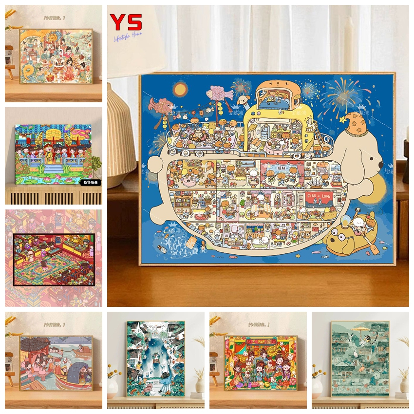 Victory✨-30*40cm/40*50cm-รูประบายสี-ระบายสีตามตัวเลข วันพีช-สไตล์โบราณ diy วันเกิด diy ภาพวาดสีน้ําม