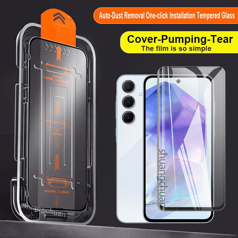 สําหรับ Samsung Galaxy A05 A05s A35 A55 A10 A10S Auto-Dust Removal คลิกเดียวติดตั้งกระจกนิรภัยป้องกันหน้าจอ