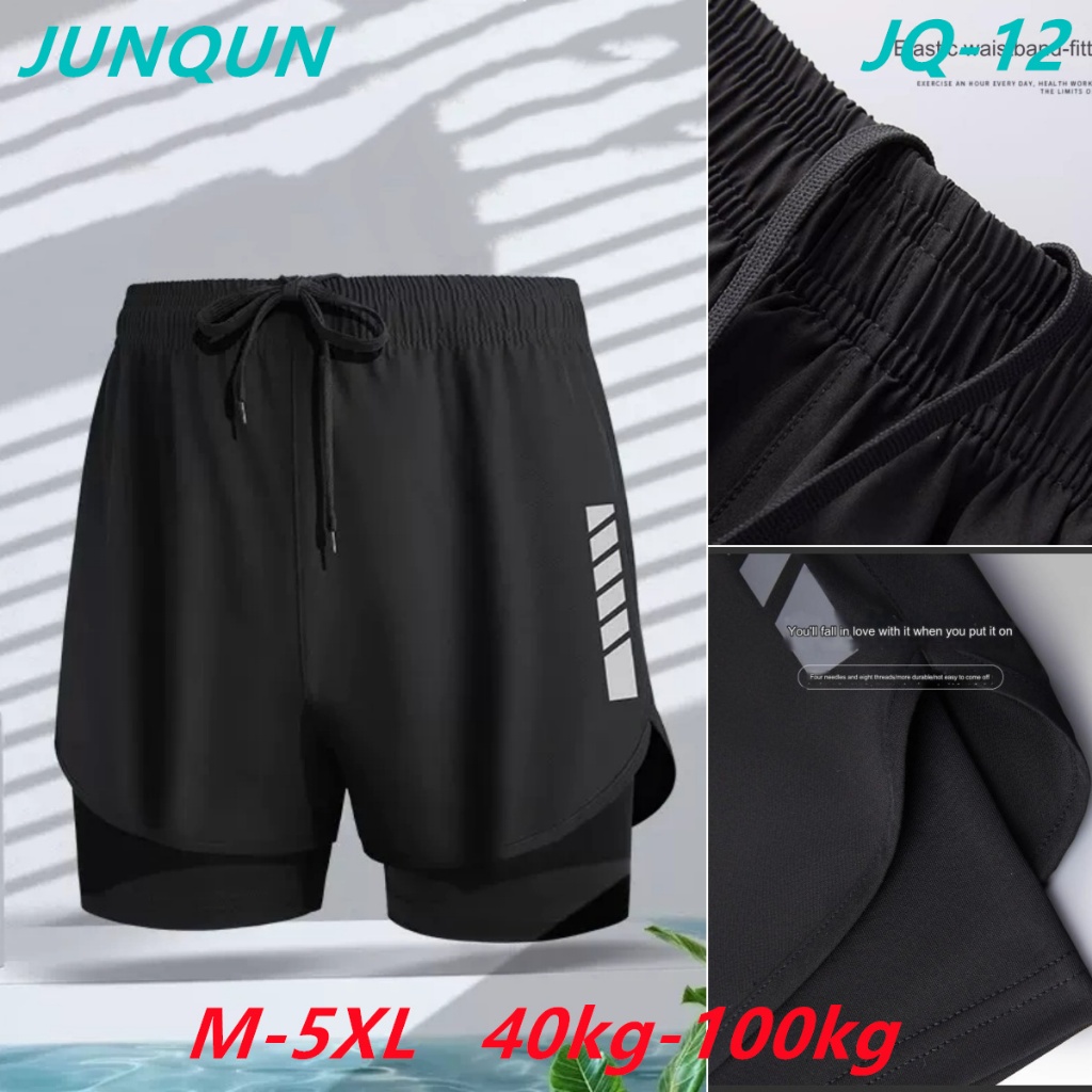 JUNQUN M-5XL กางเกงกีฬา แห้งไว ระบายอากาศได้ดี ยืดหยุ่นสูง เหมาะสำหรับเล่นกีฬาและวิ่ง JQ-12