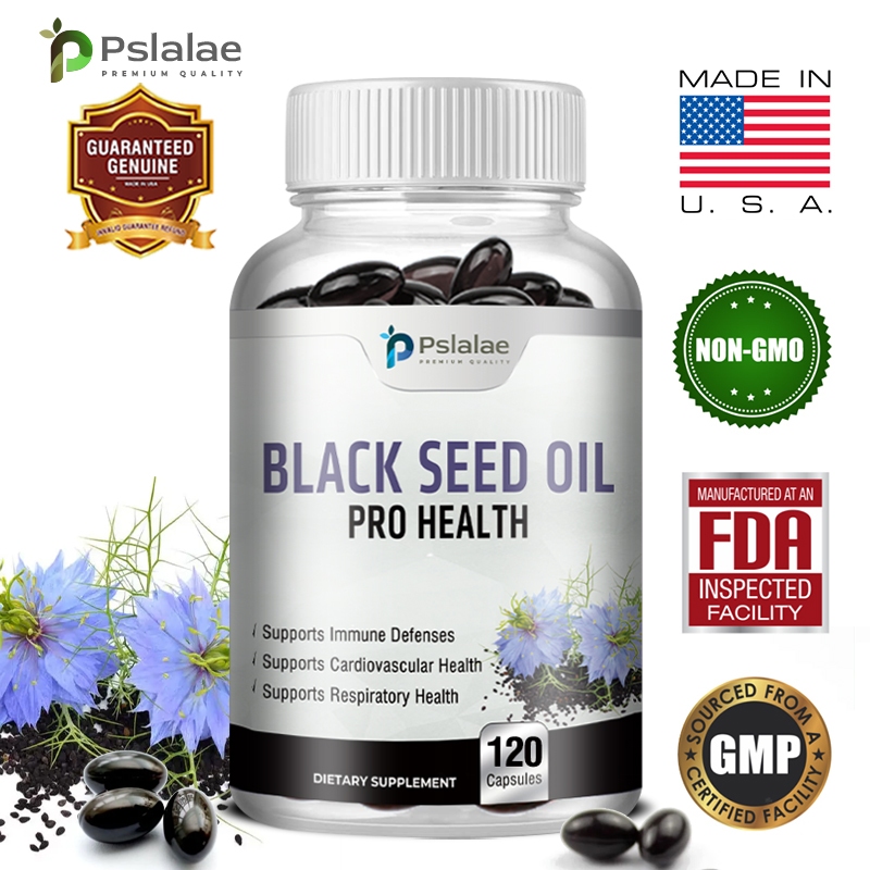 Pslalae Black Cumin Seed Oil 500 mg - พร้อมเซลลูโลสผักและ D-Alpha Tocopheryl Acetate - Non-GMO, 30/60/120 CAPSULE