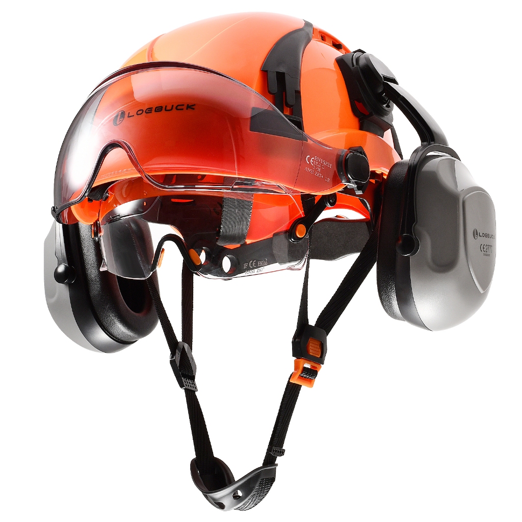 หมวกนิรภัยสไตล์ LOEBUCK พร้อมที่บังแดดคู่และป้องกันหู 30DB, หมวกทํางาน ABS ระบายอากาศน้ําหนักเบาแบบป