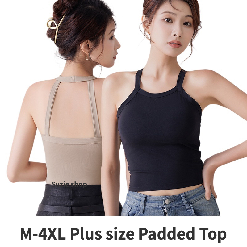 เสื้อคล้องคอ พลัสขนาด สําหรับผู้หญิงความงามกลับถ้วยคงที่ ชุดชั้นใน แจ๊กเก็ตหน้าอกเบาะเซ็กซี่เปลือยแขนกุด เสื้อชั้นในสตรี เสื้อกล้าม