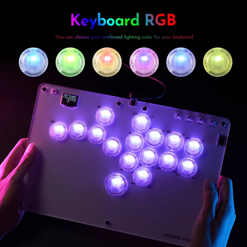⭐Haute42 R16 จอยสติ๊กอาเขต Hitbox Controller ปุ่มขอบ leverless อาเขต Stick Controller สําหรับ PC/ Ps4 / ps5/Steam Fightstick อาเขต