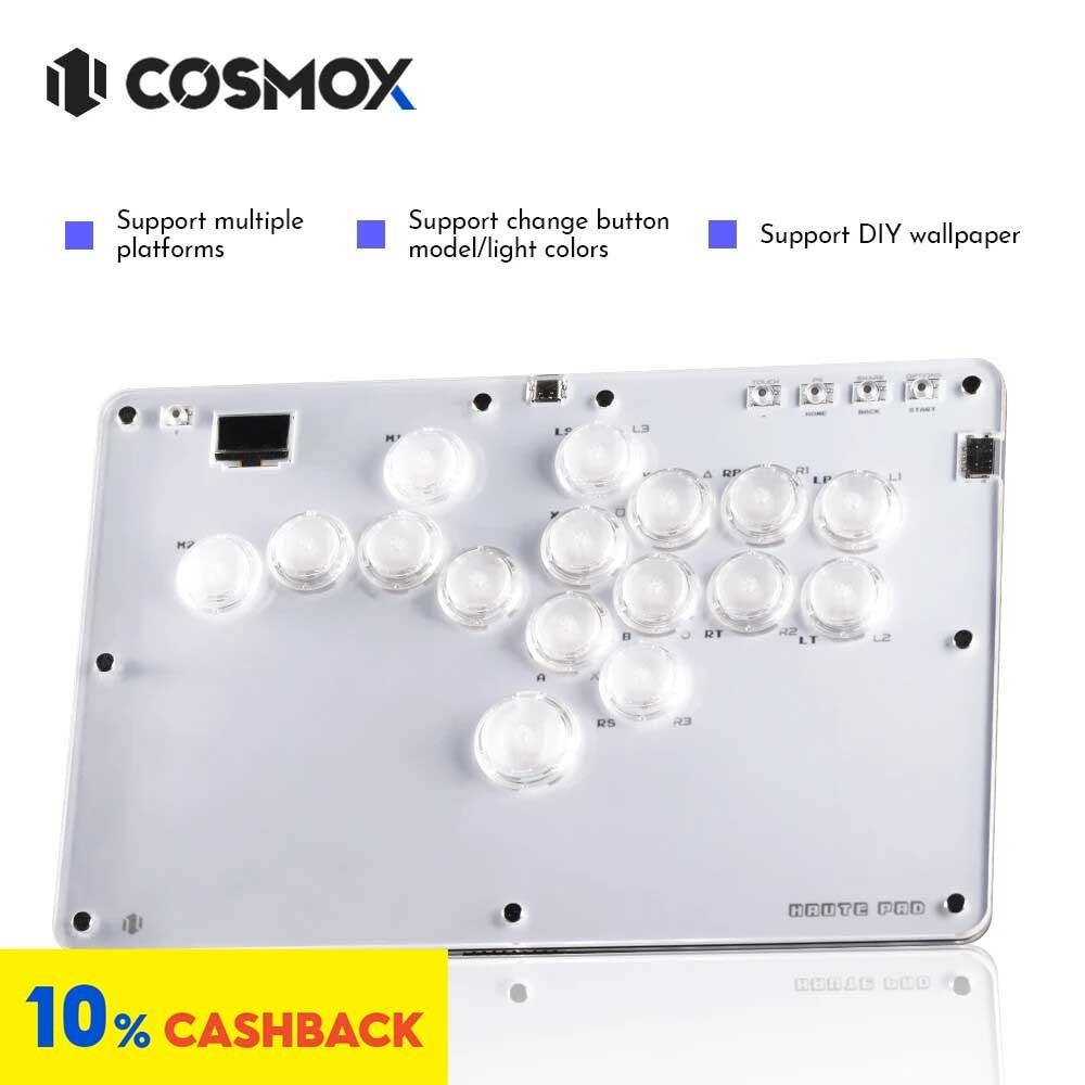 ⭐Haute42 R16 จอยสติ๊กอาเขต Hitbox Controller ปุ่มขอบ leverless อาเขต Stick Controller สําหรับ PC/ Ps4 / ps5/Steam Fightstick อาเขต