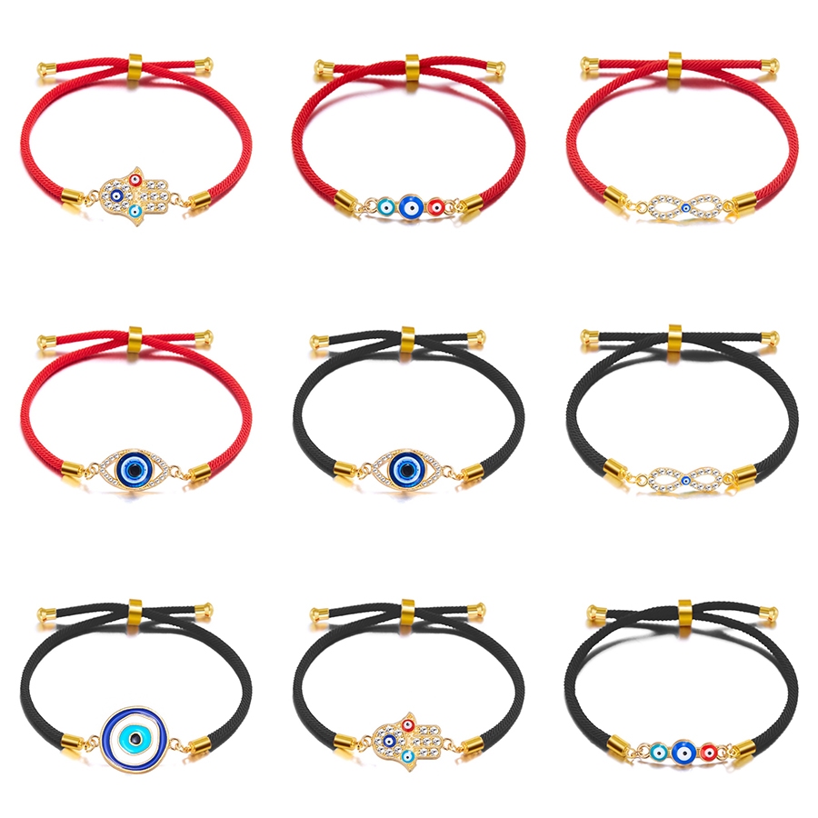 Gmai Blessed Evil Eye สร้อยข้อมือผู้หญิงผู้ชายสีแดงสีดําเชือก Lucky Amulet ป้องกันสายรัดข้อมือปรับได้ของขวัญอุปกรณ์เสริม