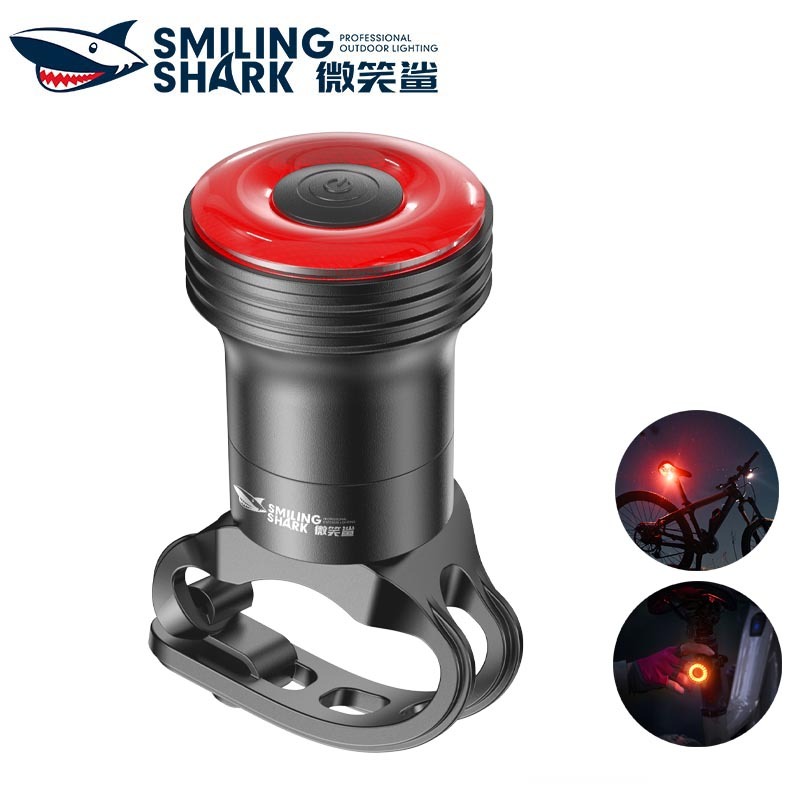 SmilingShark CW7154 ไฟจักรยาน ฉลาดพร้อมเซ็นเซอร์เบรก ไฟท้ายสีแดง 5โหมด Type-C ชาร์จใหม่ได้ ด้วยการเหนี่ยวนำการสั่นสะเทือน กันน้ำสำหรับการขี่จักรยานตอนกลางคืน
