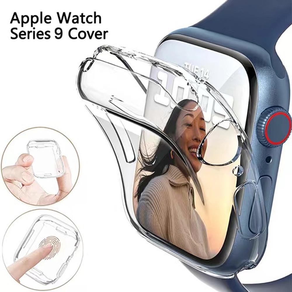 ป้องกันหน้าจอสําหรับ Apple Watch Case 45 มม.41 มม.44 มม.40 มม.42 มม.38 มม.TPU กันชนอุปกรณ์เสริม iWatch 9 8 7 SE 6 5 3