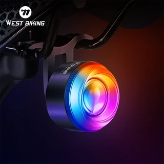 【พร้อมส่งจากกรุงเทพ】WEST BIKING ขี่จักรยานไฟจักรยานสมาร์ทไฟท้ายเหนี่ยวนําเบรกไฟท้ายคืนขี่จักรยานที่มีสีสันไฟท้าย การตรวจจับ โค้ง
