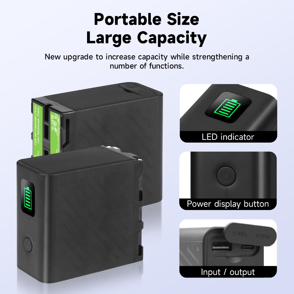 Palo NP-F970/960/750 แบตเตอรี่ USB Fast Charging ความจุขนาดใหญ่สําหรับกล้อง Sony CCD เครื่องบันทึกกล้องดิจิตอล LED เติมแสง