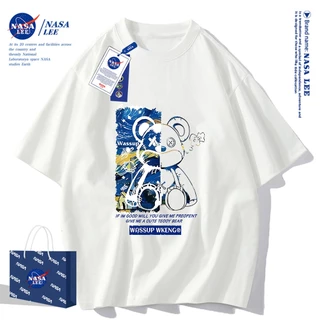 ✨สินค้าพร้อมส่ง✨เสื้อยืดแขนสั้นผ้าฝ้ายคอตตอนลาย NASA รุ่นใหม่สำหรับฤดูร้อน 2024 แบบหลวมและระบายอากาศได้ดี