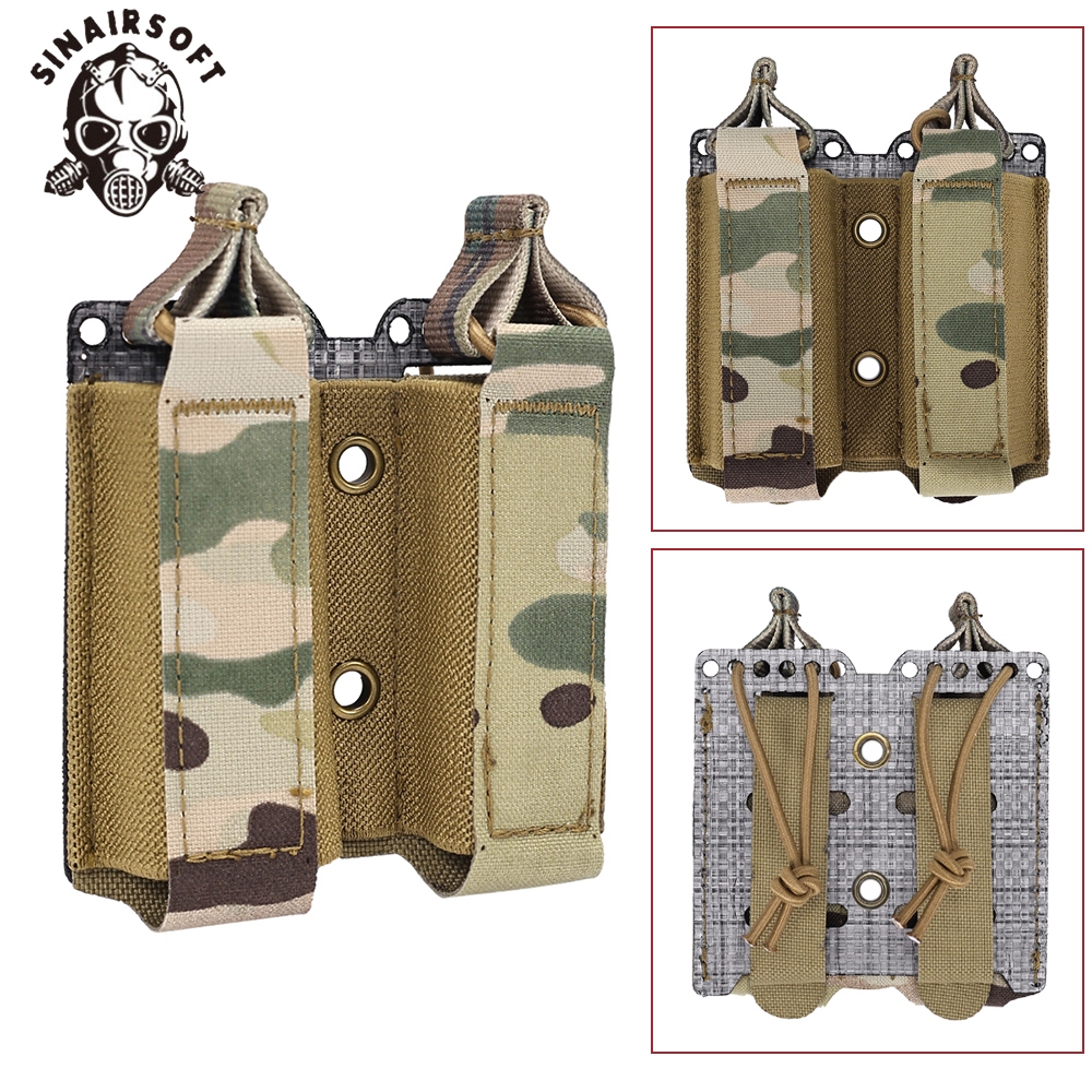 SINAIRSOFT กระเป๋าแม่เหล็กคู่ 9 มม. กลางแจ้งเข้ากันได้กับ MOLLE System เสื้อกั๊กกระเป๋านิตยสาร
