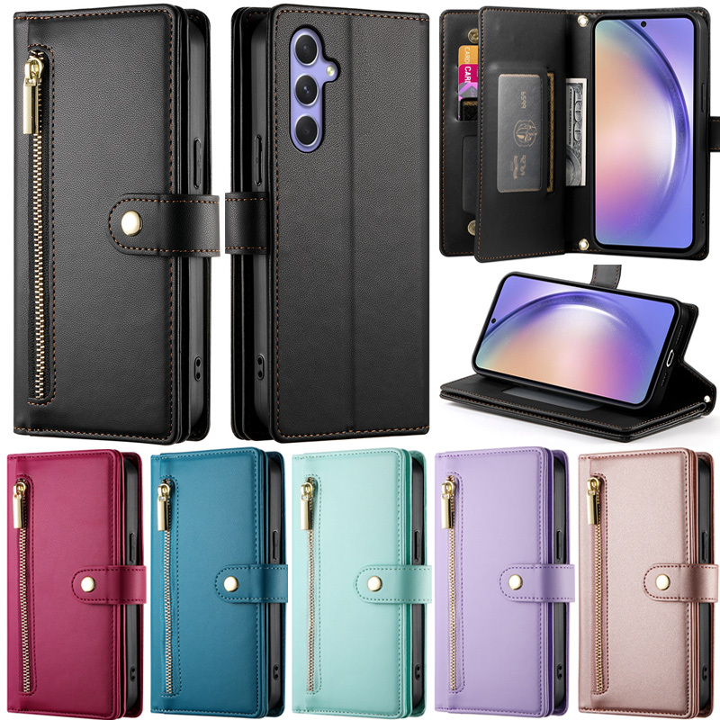 SAMSUNG ซิปสําหรับSamsung Galaxy A55 A35 A15 A25 A54 A34 A14 A53 A73 A13 A23 5G A24 4G A05S A04S A51 A71 M23 F23 A04 4GหนังPUกรณี