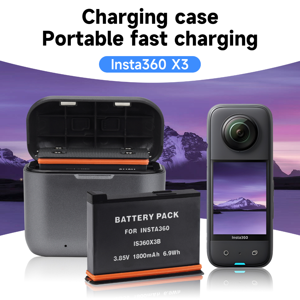 แบตเตอรี่กล้อง Palo Insta360 X3 แบตเตอรี่ 1800mAh และเครื่องชาร์จสําหรับ Insta 360X3