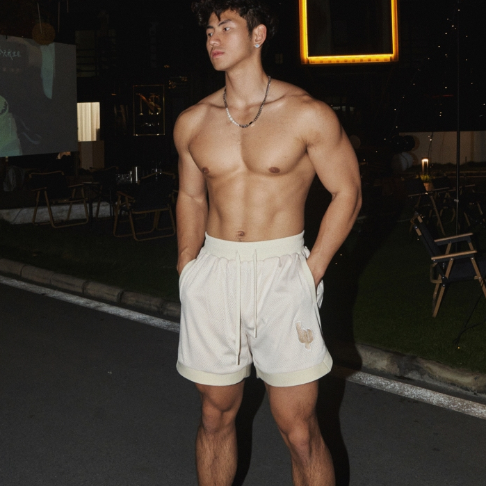 SUIKONE Suikeone ฤดูร้อนย้อนยุคเรียบง่ายเย็บปักถักร้อยกางเกงขาสั้นระบายอากาศอเมริกัน high street กีฬากางเกงขาสั้น — صورة 7