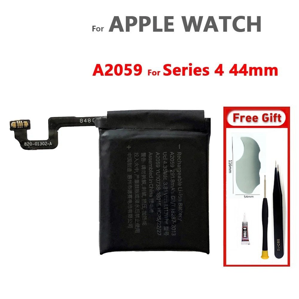 ทดสอบ 100% ใหม่สําหรับ Apple Watch Series 4 สําหรับ Series 4 (4 รุ่น) A2058 A2059 แบตเตอรี่ 40 มม.44 มม.แบตเตอรี่ + เครื่องมือฟรี