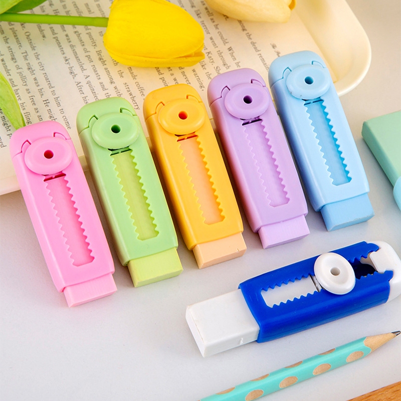 Candy Color Slide Rubber Retractable High-Appearance Clean Non-Marking Student Stationery WJ335