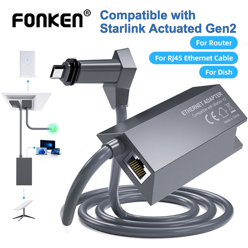 อะแดปเตอร์อีเธอร์เน็ต Fonken Starlink V2 สําหรับการเชื่อมต่อเครือข่าย Gen 2 มาตรฐาน Starlink