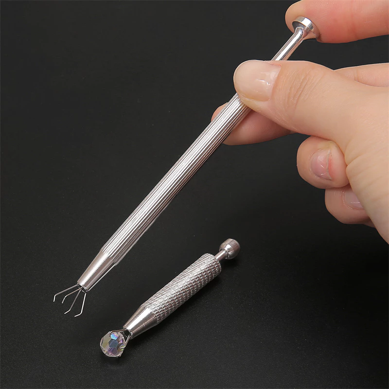 คีมจับสี่ขาสแตนเลสสำหรับหยิบจับลูกปัดและอัญมณี เครื่องมือ DIY เครื่องประดับ