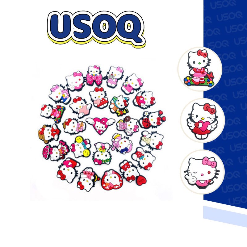 Usoq jibbitz crocs KT แมวน่ารักการ์ตูน Series Crocs DIY รองเท้าหัวเข็มขัดผู้หญิงอุปกรณ์ตกแต่ง