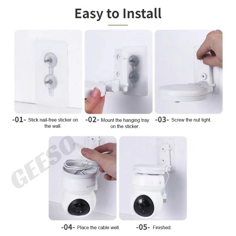 GEESO ตัวยึดกล้องวงจรปิด แบบไม่ต้องเจาะผนัง สําหรับ XIAOMI EZVIZ LECHENG TP 360 CCTV Holder Stand thumbnail 7