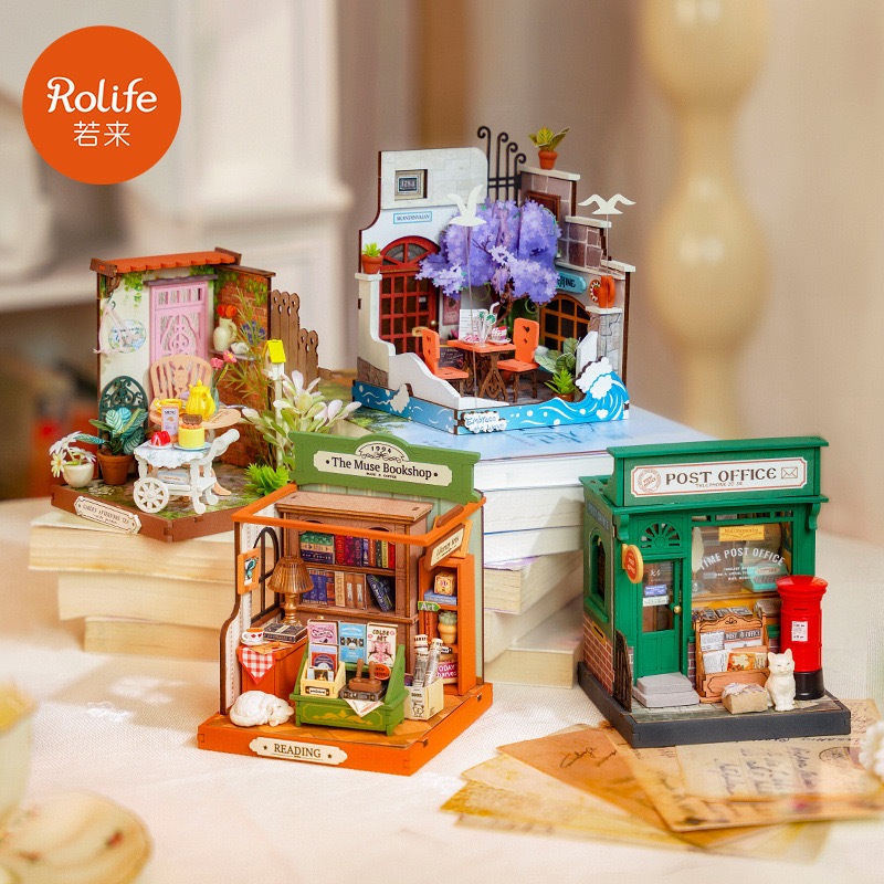 Rolife square นิ้ว diy กระท่อมทํามือโมเดลบ้าน 3 มิติปริศนาสามมิติบล็อกตัวต่อประกอบของเล่น